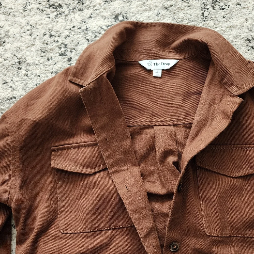 Oversized Shacket Western Boho Granola Womens M Brown 100% Cotton Minimalist